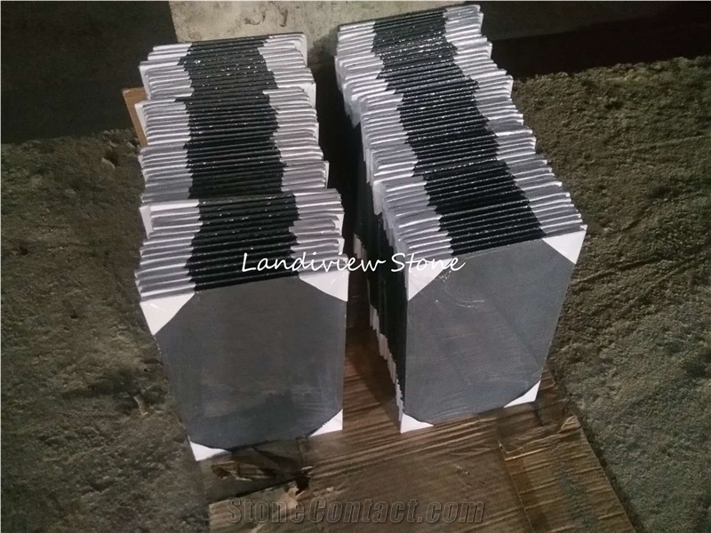 Black Santorini Marble Flagstone Many Shapes