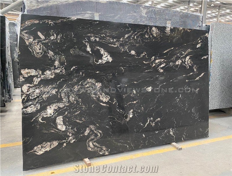 Black Titanium Granite Snow Matrix Slabs