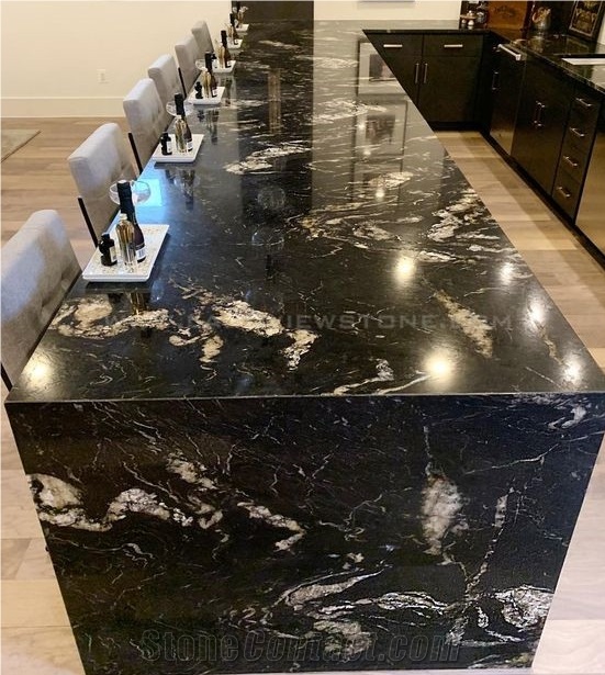 Black Titanium Granite Snow Matrix Slabs