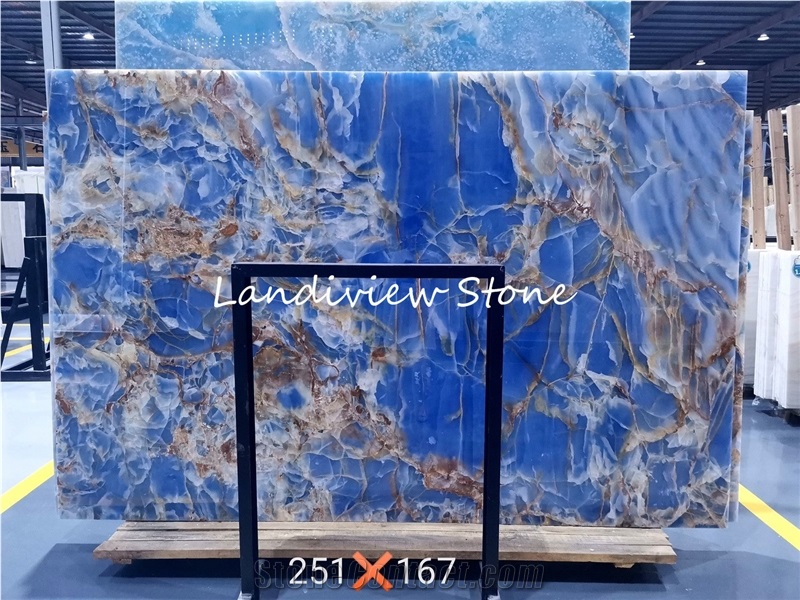 Golden Blue Onyx Backlit Bue Jade