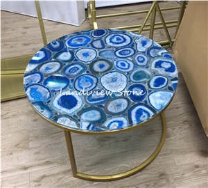 Luxury Gemstone Blue Agate Slab for Countertop