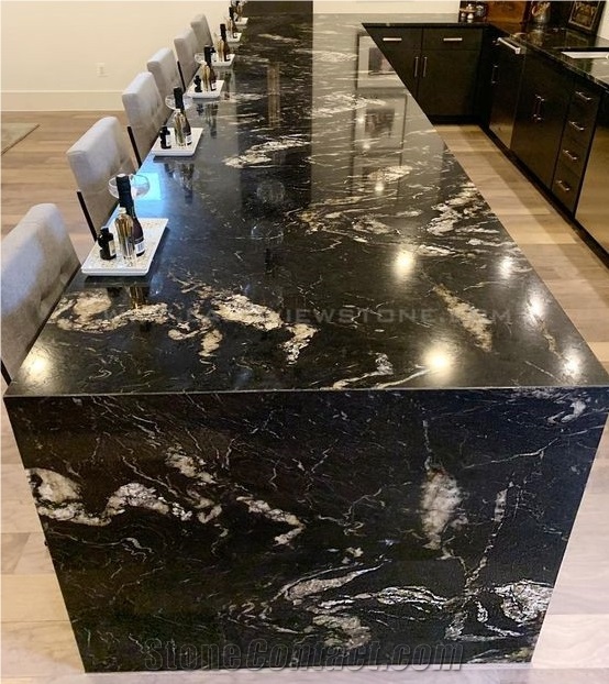 Titanium Black Dolomite Snow Matrix Granite Tiles