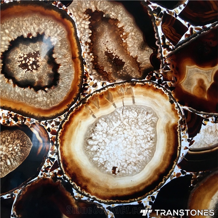 Translucent Brown Agate Shower Wall Panel