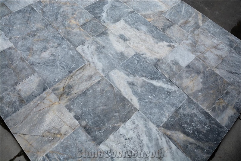 Blue Moon Rustico Tumbled, Grey Marble Tiles