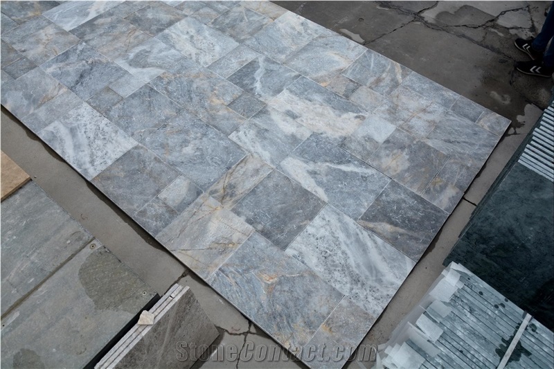 Blue Moon Rustico Tumbled, Grey Marble Tiles