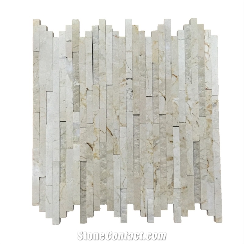 Strip Beige Marble Mosaic Tiles