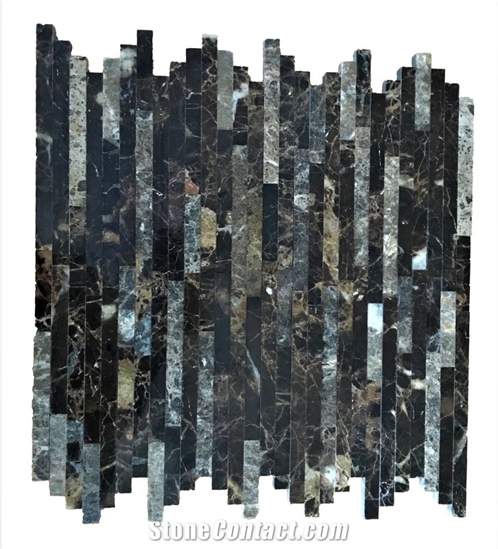 Strip Beige Marble Mosaic Tiles