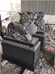 Black Stone Pi Xiu Garden Outdoor Granite Statue