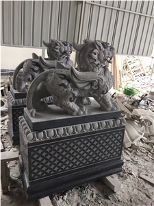 Black Stone Pi Xiu Garden Outdoor Granite Statue