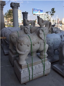 G682 Yellow Granite Animal Garden Elephant Statue