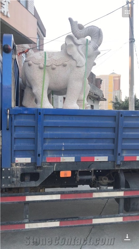 G682 Yellow Granite Animal Garden Elephant Statue