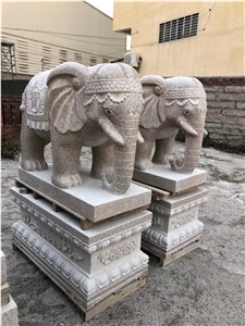 Granite Elephant Garden Carved Scultpure Statue