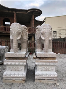 Granite Elephant Garden Carved Scultpure Statue