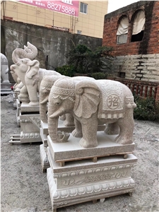 Granite Elephant Garden Carved Scultpure Statue