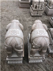 Granite Elephant Garden Carved Scultpure Statue