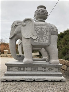 Grey Granite Big Elephant Statue Garden Sculpture