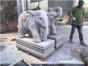 Grey Granite Elephant Garden Outdoor Stone Statue