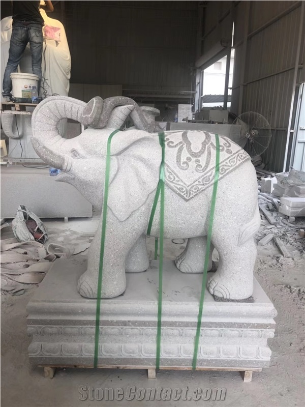 Grey Granite Elephant Garden Outdoor Stone Statue