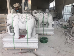 Grey Granite Elephant Garden Outdoor Stone Statue