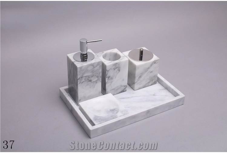 Marble Stone Lotion Bottle Bathroom Gargle Set