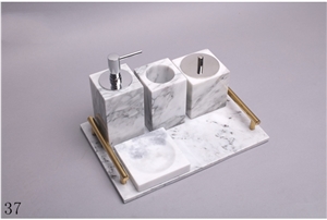Marble Stone Lotion Bottle Bathroom Gargle Set