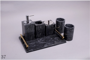 Marble Stone Lotion Bottle Bathroom Gargle Set