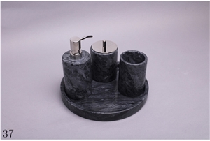Marble Stone Lotion Bottle Bathroom Gargle Set