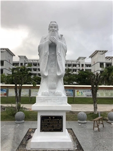 White Marble Carved Confucius Statue