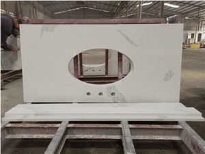 Calacatta White Quartz Stone Bathroom Counter Top