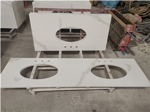 Calacatta White Quartz Stone Bathroom Counter Top