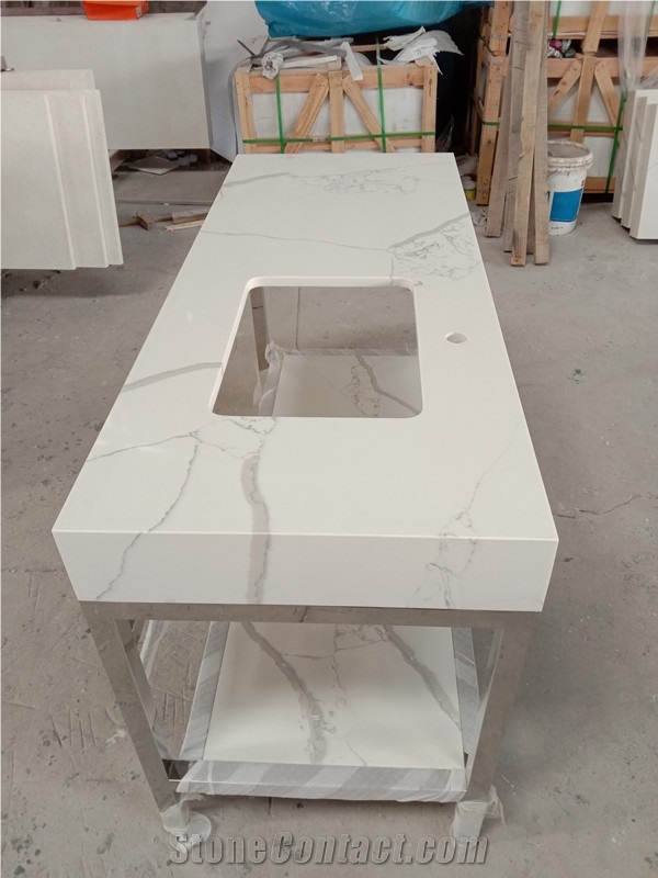 Ivory Quartz Bathroom Counter Vanity Top