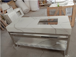 Ivory Quartz Bathroom Counter Vanity Top
