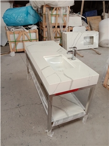 Ivory Quartz Bathroom Counter Vanity Top