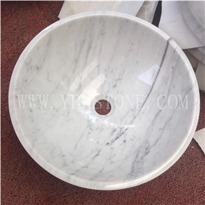 Beige Marble/Polished Round Wash Basin Of Bathroom