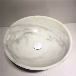 Beige Marble/Polished Round Wash Basin Of Bathroom