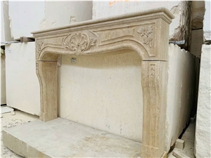 Limestone Fireplace European Style