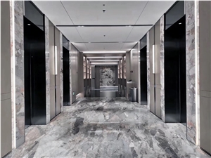 Fossil Grey Marble Floor Design White Granite