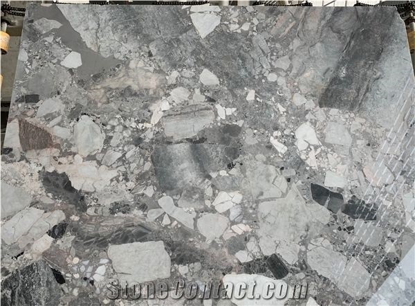 Fossil Grey Marble Floor Design White Granite