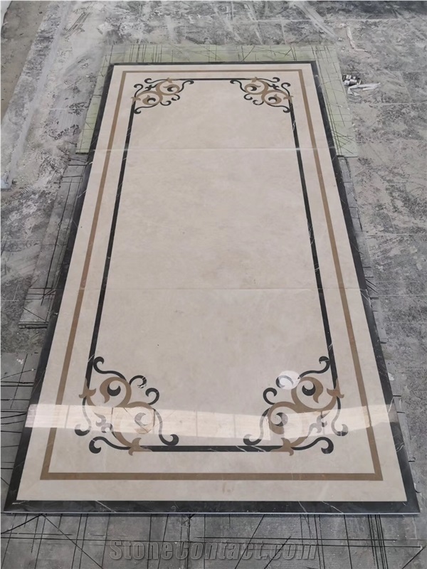 Beige Marble Waterjet Pattern Flooring Use