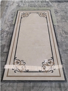 Beige Marble Waterjet Pattern Flooring Use