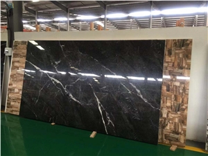 Black Marble Look,Nano Crystallized Glass Slab