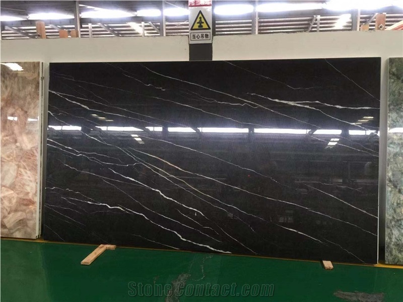 Black Marble Look,Nano Crystallized Glass Slab