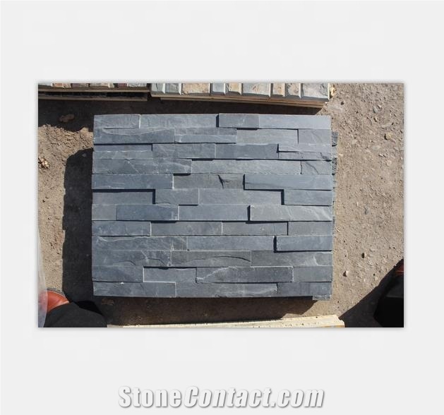 Black Quartzite Slate Wall Cladding Stone Panels