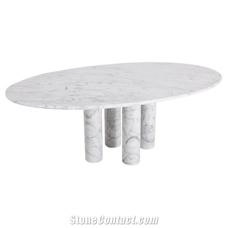Carrara White Natural Stone Marble Center Table