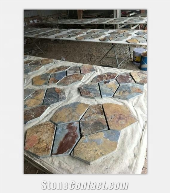 China Slate Tile Flagstone Mat Mesh Stone Tiles