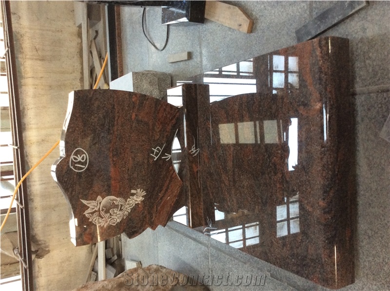 European Style Aurora Granite Tombstone