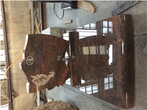 European Style Aurora Granite Tombstone