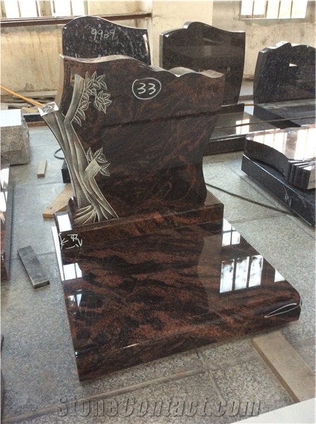 India Aurora Granite Cemetery Upright Tombstone
