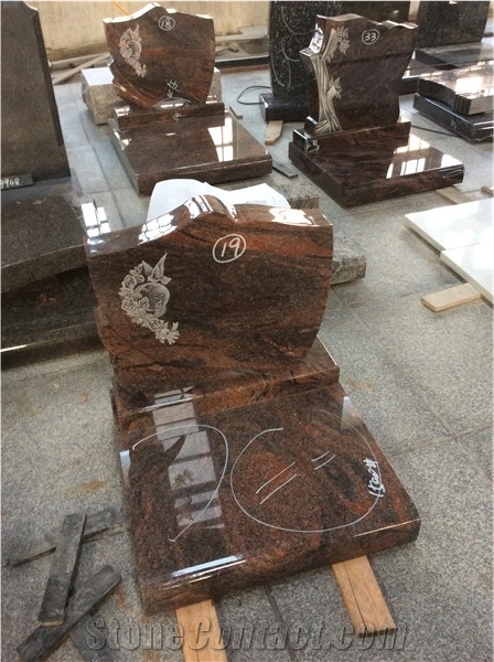 India Aurora Granite Cemetery Upright Tombstone