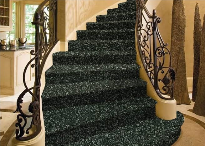 Polished Dumgere Green Granite Staircase